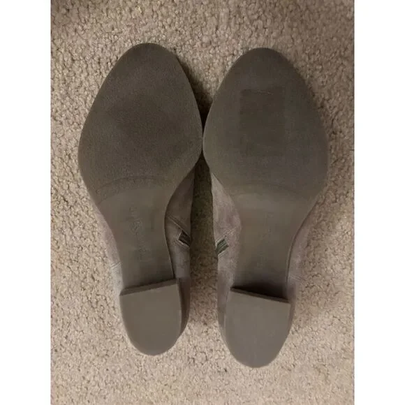 Franco Sarto Women's Destiny Boot Size 8.5 Block Heel Braided Taupe Gray Suede - Picture 6 of 7